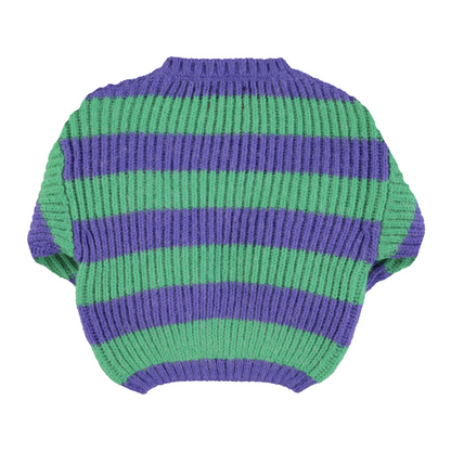 Piupiuchick - Baby Pullover lila grün gestreift