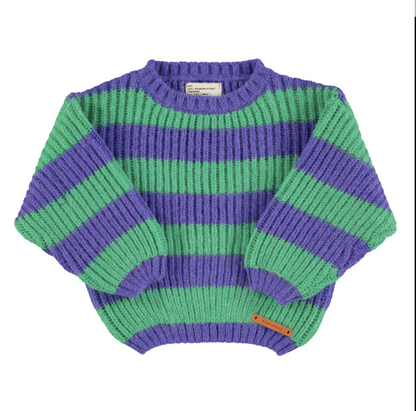 Piupiuchick - Baby Pullover lila grün gestreift