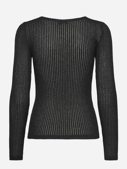 Rosemunde - Silk Pointelle-Pullover schwarz