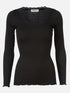 Rosemunde - Langarmshirt mit Spitze schwarz „Babette“