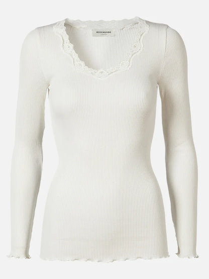 Rosemunde - Langarmshirt mit Spitze weiß „Babette“ für Frauen