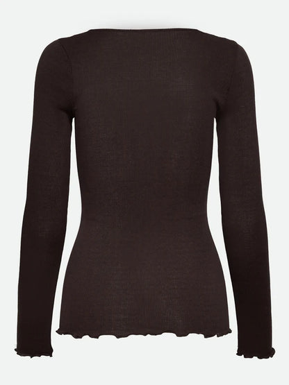 Rosemunde - Langarmshirt mit Spitze für Frauen in braun (hinten)
