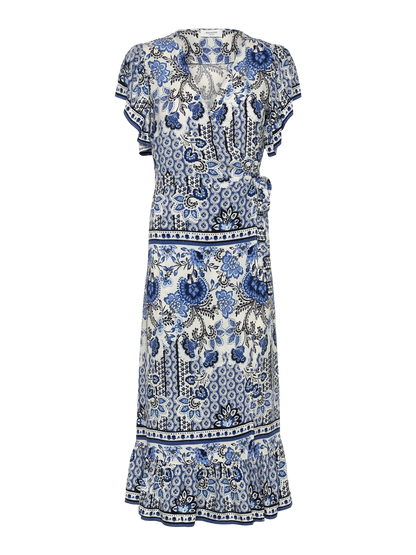 Rosemunde - Elif Midi-Wickelkleid blau