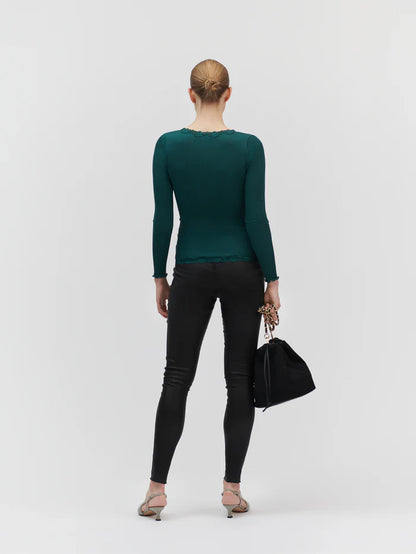 Rosemunde - Silk Cardigan mit Spitze dunkelgrün