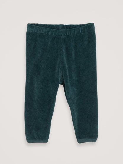 Süße Baby Leggings aus Velour in dunkelgrün von Serendipity.
