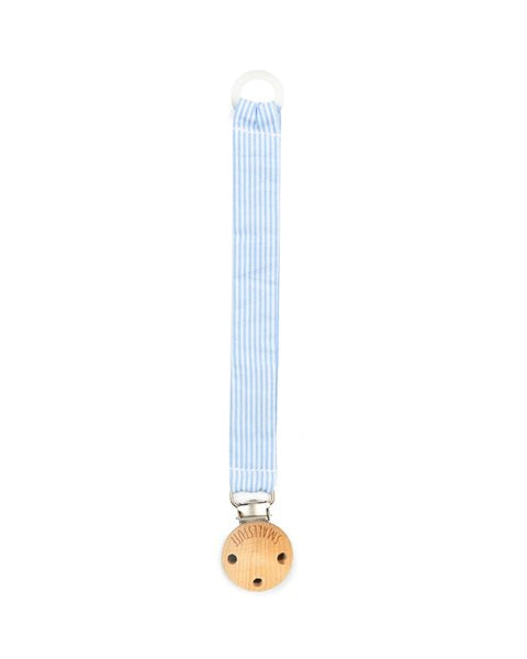 Süßer Schnullerband mit Holzclip und Gummiring zum Halten des Schnullers von Smallstuff.