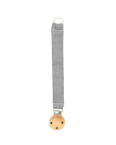 Süßer Schnullerband mit Holzclip und Gummiring zum Halten des Schnullers von Smallstuff.