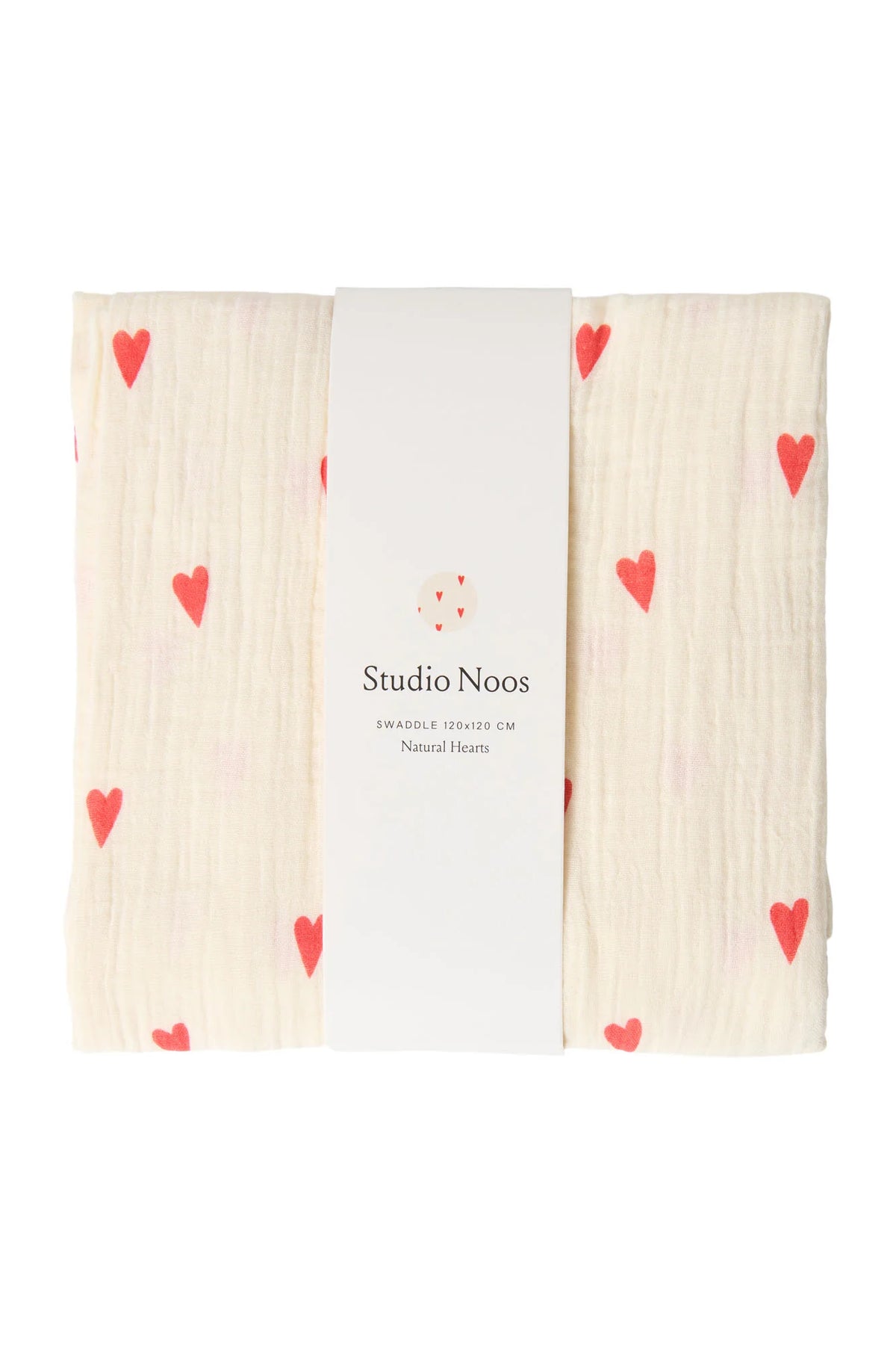 Studio Noos - Babyswaddle Herz 120cm aus Baumwolle (bio) natur
