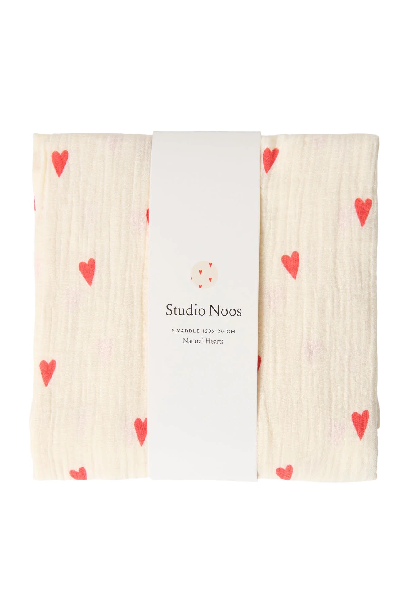 Studio Noos - Babyswaddle Herz 120cm aus Baumwolle (bio) natur