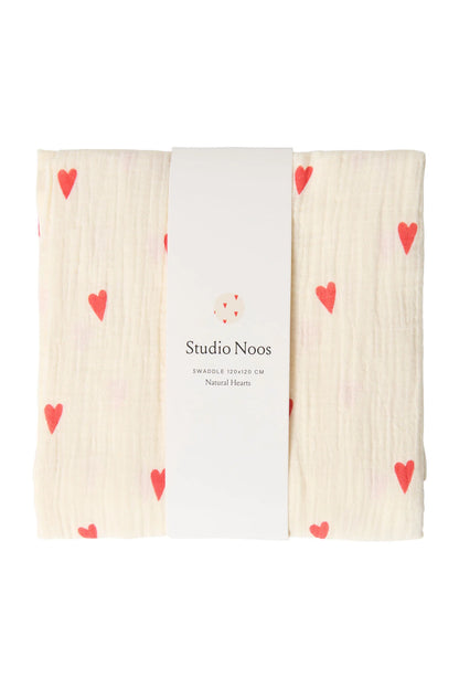 Studio Noos - Babyswaddle Herz 120cm aus Baumwolle (bio) natur