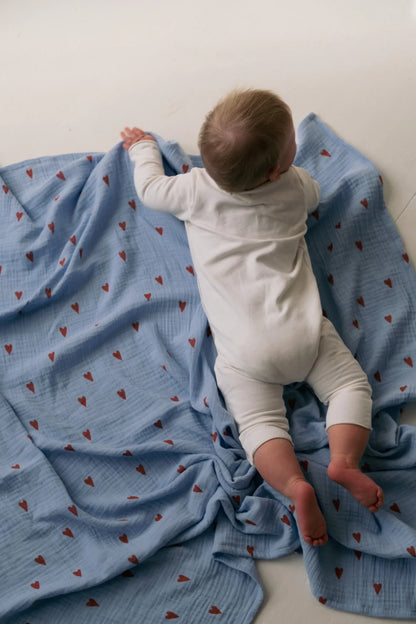 Studio Noos - Babyswaddle 120cm x 120cm aus Baumwolle (bio) hellblau