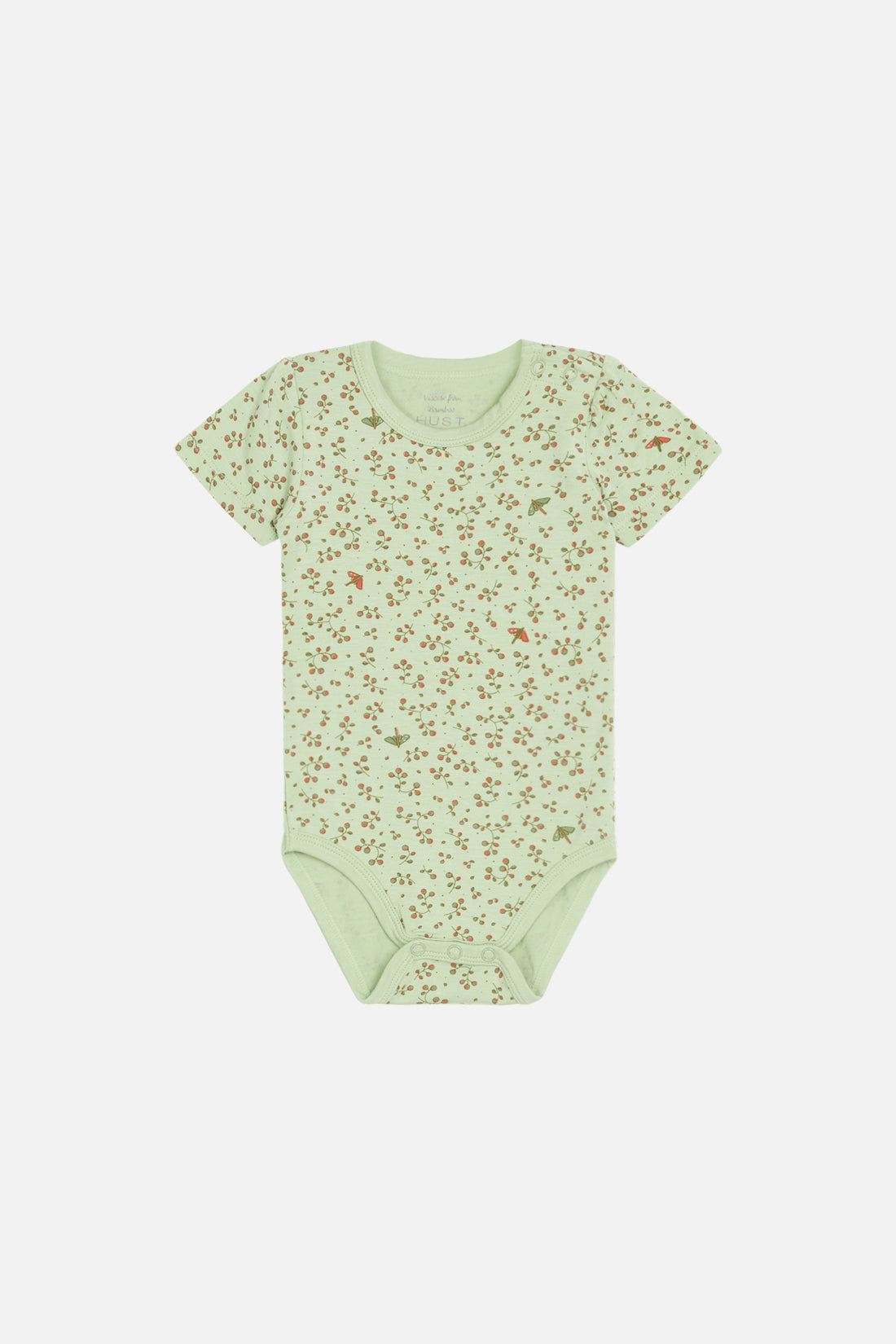 Hust &amp; Claire - Baby Bambusbody kurzarm hellgrün mit Blumen