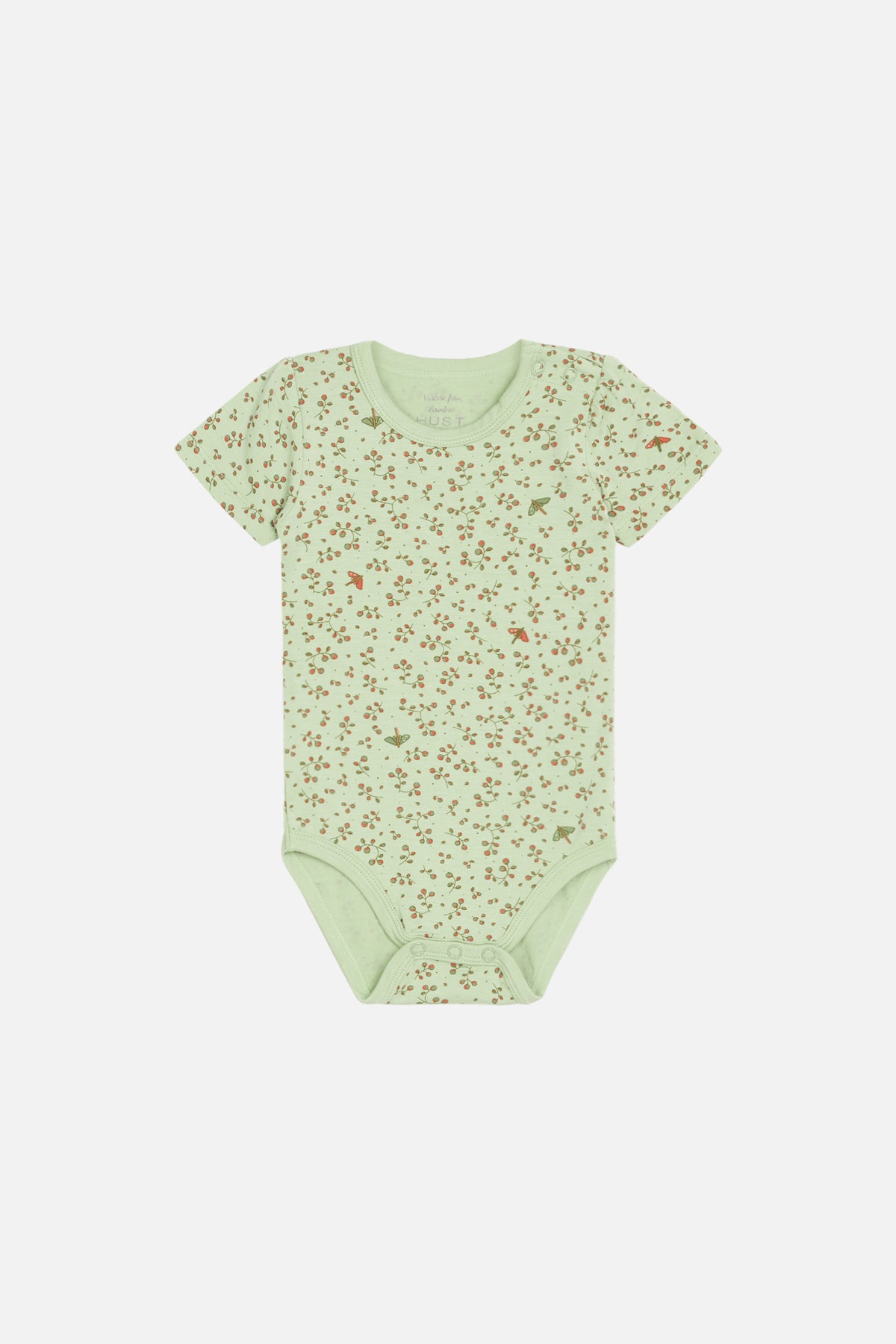 Hust &amp; Claire - Baby Bambusbody kurzarm hellgrün mit Blumen