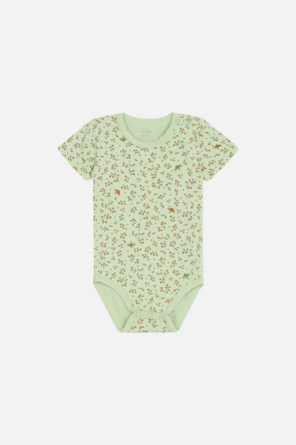 Hust &amp; Claire - Baby Bambusbody kurzarm hellgrün mit Blumen
