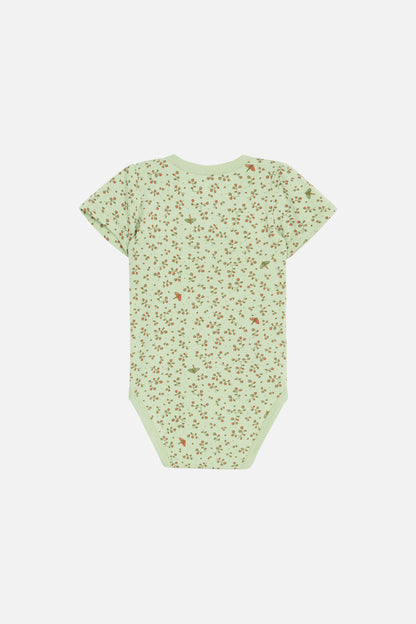 Hust &amp; Claire - Baby Bambusbody kurzarm hellgrün mit Blumen