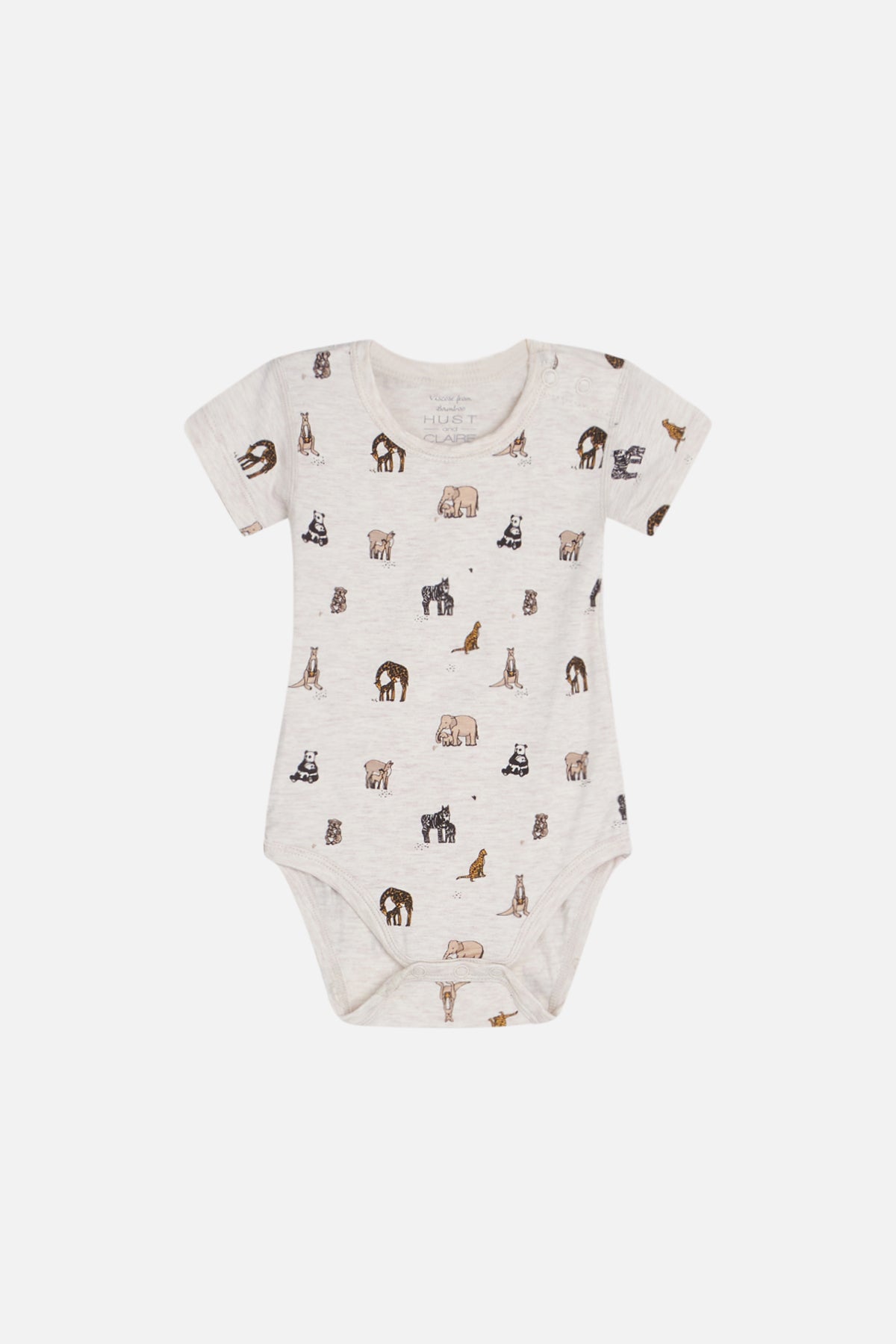 Hust &amp; Claire - Baby Bambusbody kurzarm natur Safari