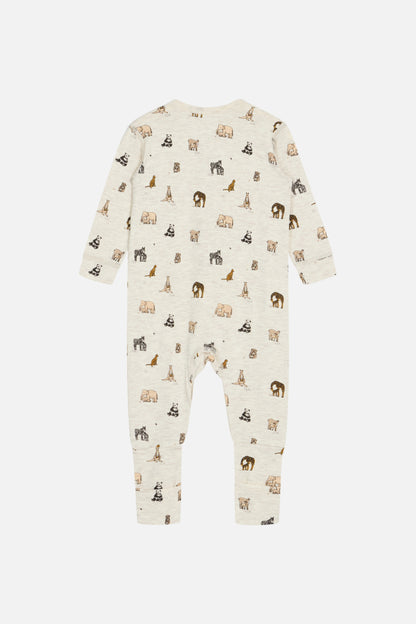 Hust &amp; Claire - Baby Bambusstrampler Mulle natur Safariprint
