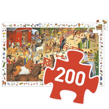 Wimmelpuzzle Reiterhof 200 Teile für Mädchen und Jungen fair produziert von Djeco