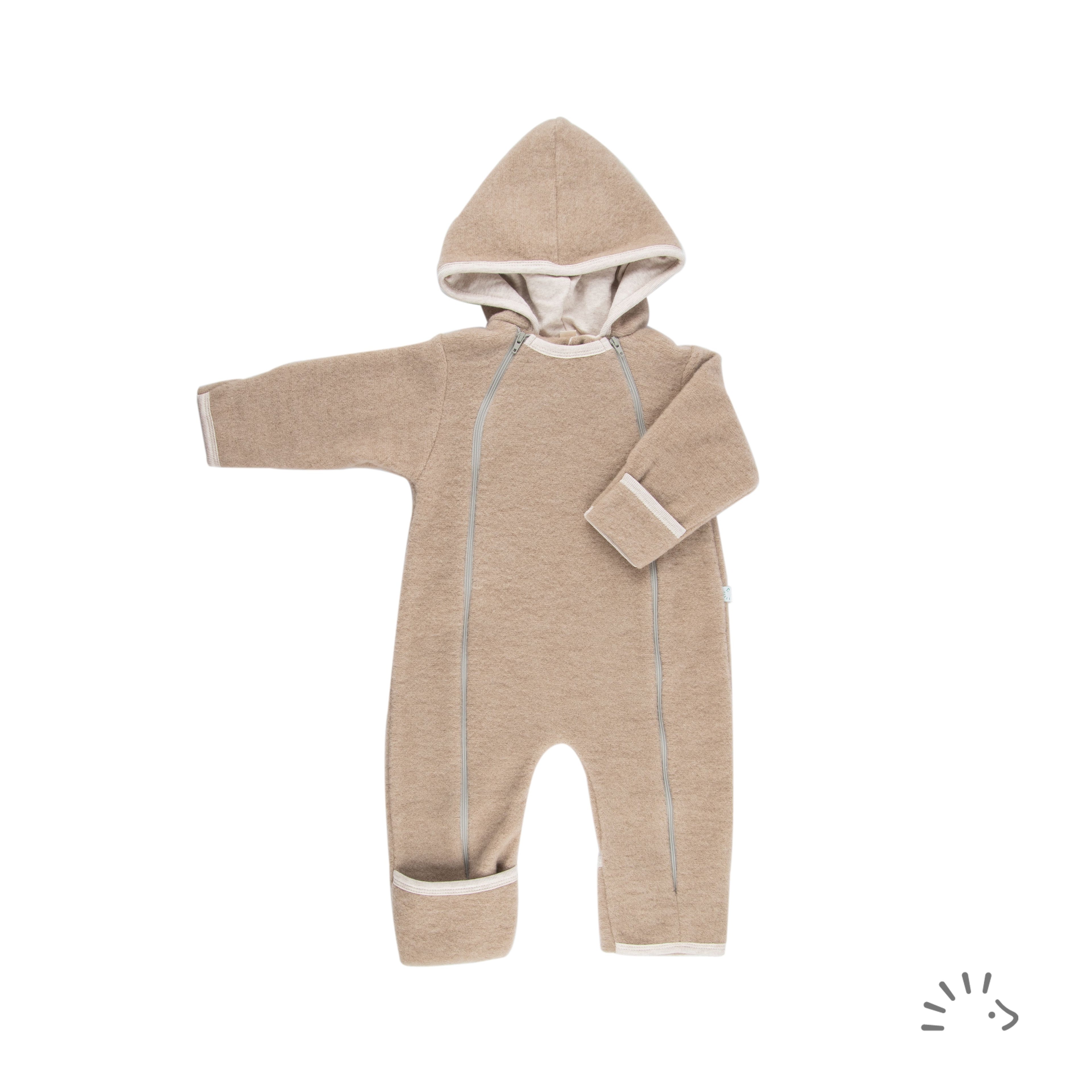 Baby Overall Wollvlies beige melange GOTS zertifiziert von Popolini