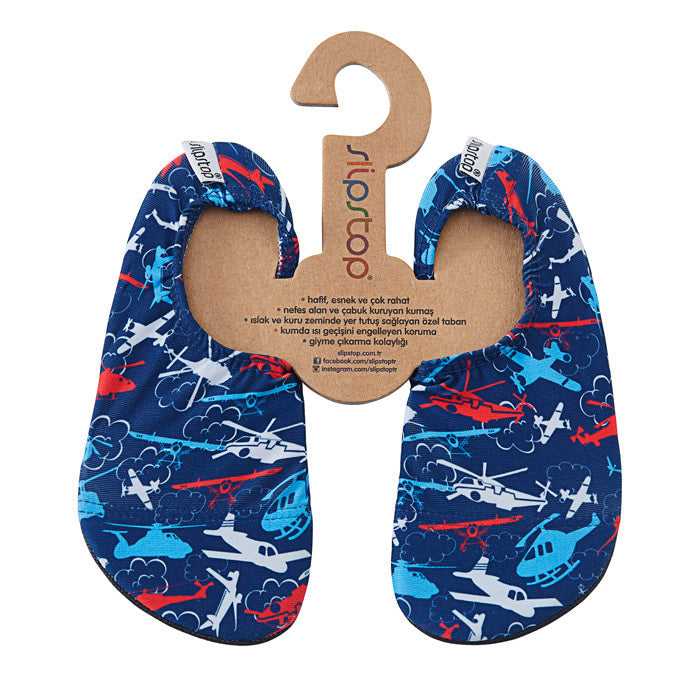 Slipstop - Turn- und Badeschuhe für kinder mit  Flugzeuge blau