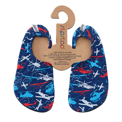 Slipstop - Turn- und Badeschuhe für kinder mit  Flugzeuge blau