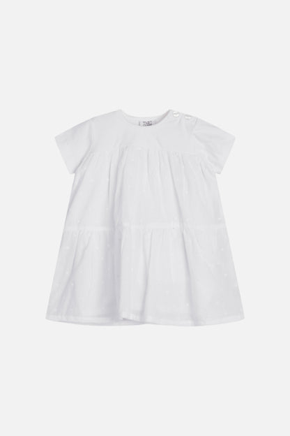 Kurzärmliges Kleid aus gewebter Baumwolle mit Punkten und Unterrock von Hust &amp; Claire 