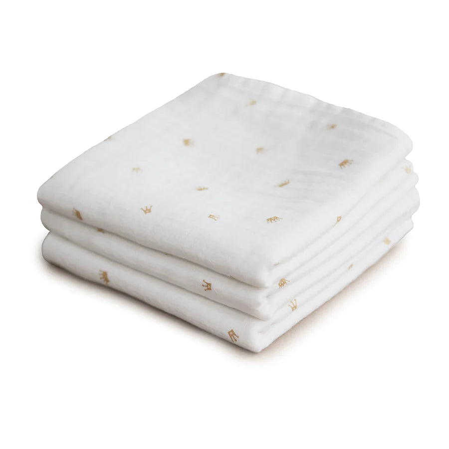 Musselin-Tuch-Set von Mushie aus 100 % Bio-Baumwolle dient als extra weiche Schicht, ideal für eine Vielzahl von täglichen Anwendungen.